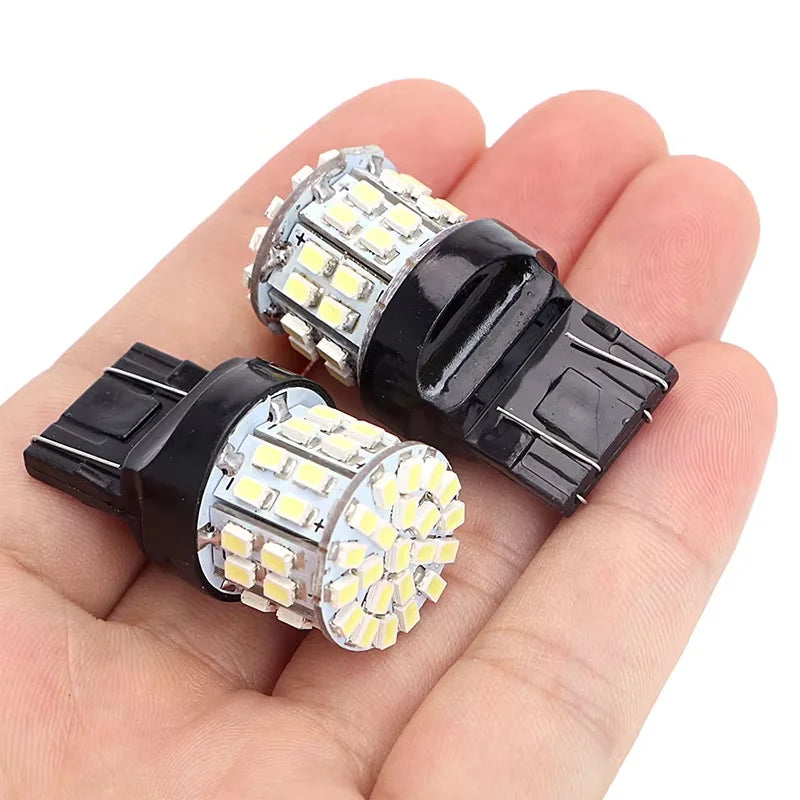 10-2pcs T20 W21W 7443 7440 LED 64-SMD 1206 LED for Car Bulbs 12V Brake Signal Lamp Brake Reverse Parking Light 64-SMD White