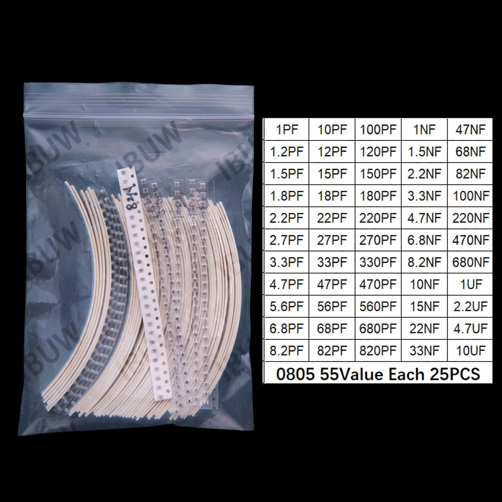 52Value 55Value Each 50PCS/25PCS 0402 0603 0805 1206 capacitor smd kit 1pf 1uf 10uf 0402 0603 0805