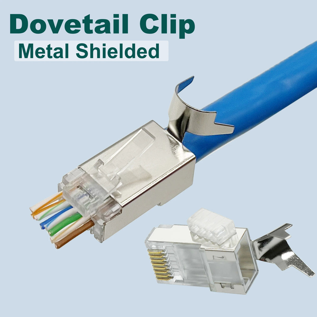 COMNEN 10Gbps RJ45 Connectors Cat8 Cat7 Cat6A Pass Through 8P8C 1.3mm Gold Plated Shielded FTP/STP|RJ45 Network Modular Plug