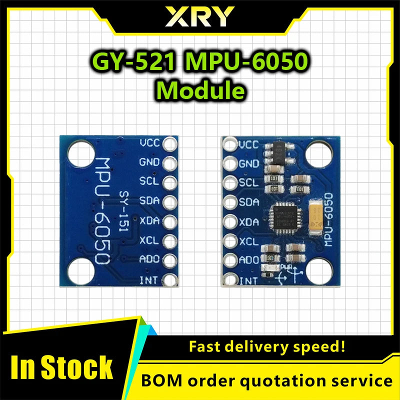 XRY 1pcs GY521 GY-521 MPU6050 IIC I2C Interface 3 Axis Analog Gyroscope Sensor Accelerometer Compatible Module for Arduino