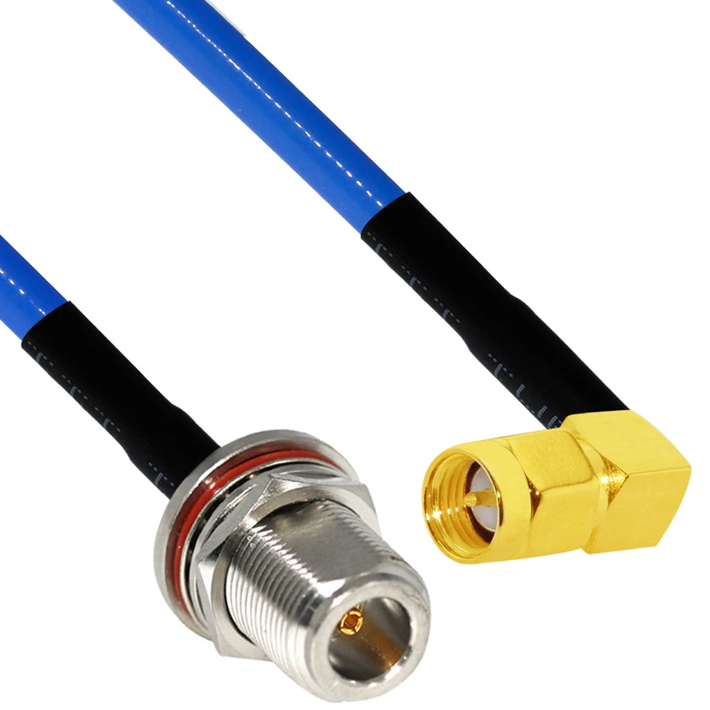 1PC SMA Male Female RP Angle to N Type Plug Jack Panel Mount Pigtail Cable RG402.141" Blue Jacket 20cm/50cm/100cm