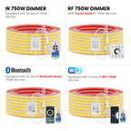 220V Dimmable COB LED Strip Light WIFI Bluetooth Wall Touch 23key Remote Control Power Kit 288LEDs/M Waterproof Flexible Lamp
