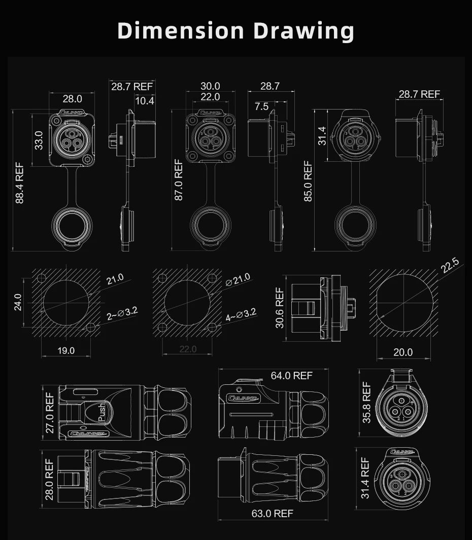 CNLINKO LP20 Waterproof Soldering Electrical Connector Male Plug Female Panel Socket Set for LED/Marine/Outdoor/Industrial Use