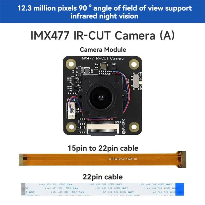 IMX477 IR-CUT Camera Module 90° FOV 12.3MP Camera For Raspberry Pi 4/5/CM4/CM5/Zero 2 W For Jetson Nano/Orin-New