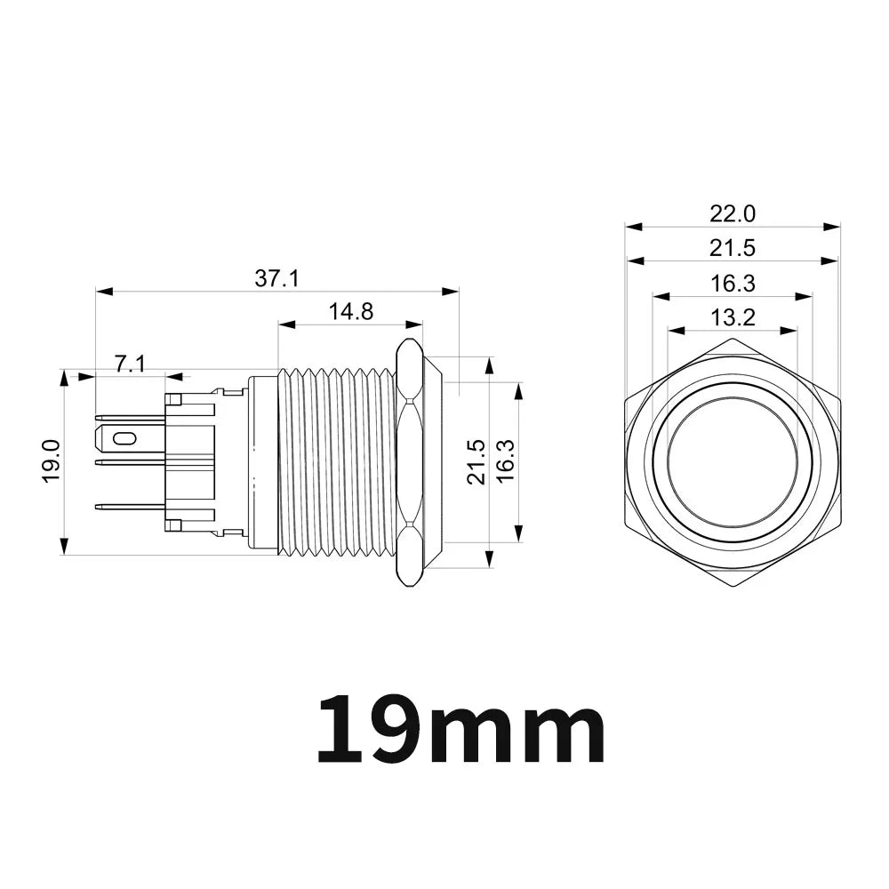 40pcs 16mm 19mm Metal Button Switch PC Power LED Light Waterproof Car Start On Off Momentary Latching 3V 5V 6V 12V 24V 220V Red