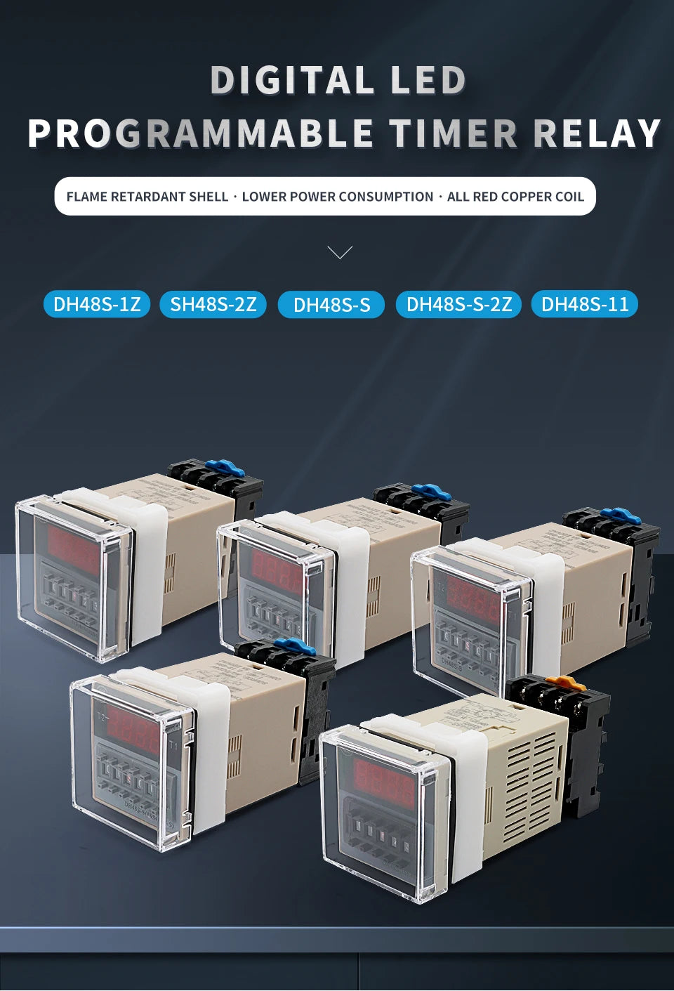 OMCH DH48S-S SPDT Timer Relay with Base DC12V/24V AC110V/220V Models DH48S-1Z/2Z DH48S-11 DH48S-S-2Z for Electrical Engineering