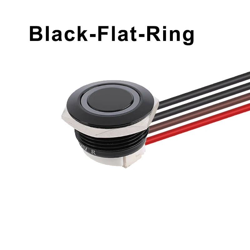 1 pc 16mm Ultra Short Metal Push Button Switch With Wire Momentary Reset With LED Light Flat/High Head 3V5V6V 12V24V Jog Switch