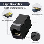 Acoplador Keystone RJ45 Cat6 Cat5e, conector Keystone Cat6 Cat5e hembra a hembra, inserto de acoplador Keystone UTP, negro