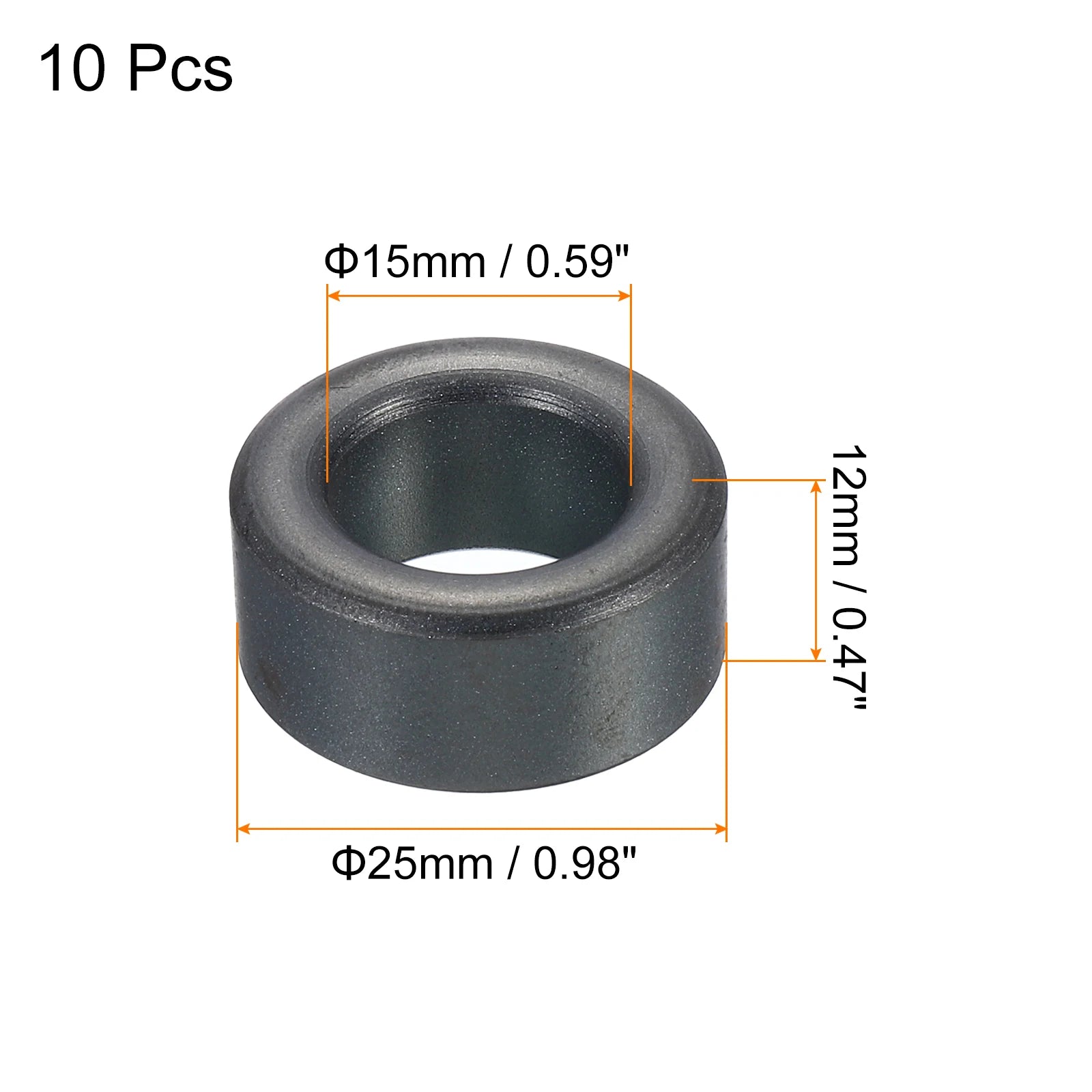 10Pcs 9.5-25mm OD Ferrite Toroid Core Transformer Inductor Coil Ring Black for EMI/RFI Filters Audio Transformers LED Lighting