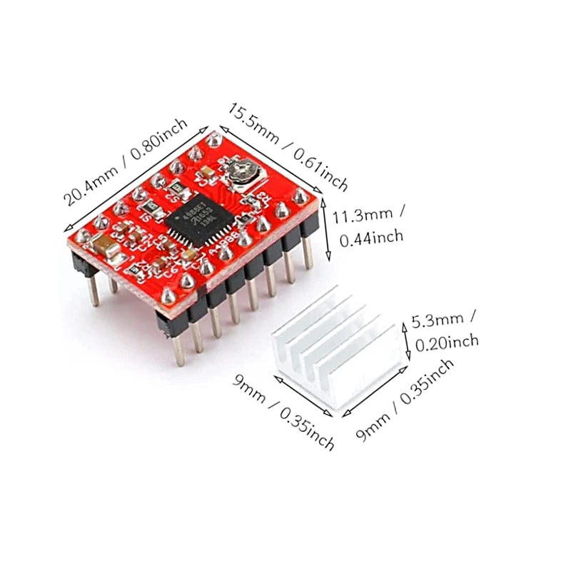 10pcs 3D Printer Parts A4988 DRV8825 Stepper Motor Driver with Heat Sink for SKR V1.3 1.4 GTR V1.0 RAMPS 1.4 1.6 MKS GEN Board