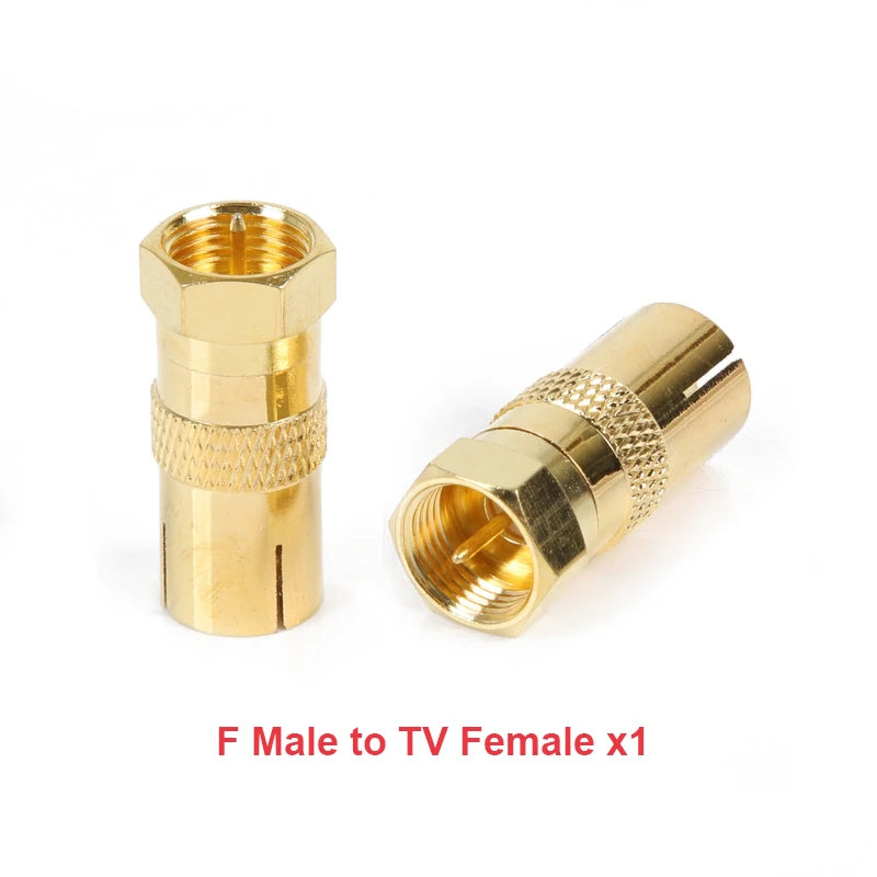 F Type to TV IEC 90 Degree Male Plug Female Jack RF Coaxial Adapter Splitter Gold Plated Connector for Cable TV Satellite TV DVR