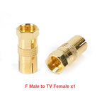 F Type to TV IEC 90 Degree Male Plug Female Jack RF Coaxial Adapter Splitter Gold Plated Connector for Cable TV Satellite TV DVR