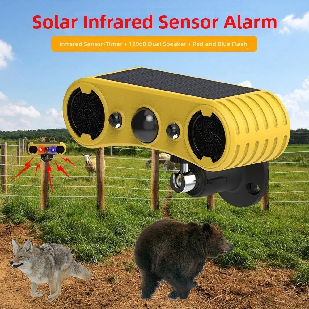 129Db Solar Sound Light Motion Sensor Alarm Built in 13Different Siren LED Lamp Solar Infrared Induction Alarm