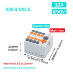 1PCS Wire Electrical Connectors PTFIX 2.5mm Wire Merging And Branching Device Push-in Terminal Block Connector Mount On Din Rail