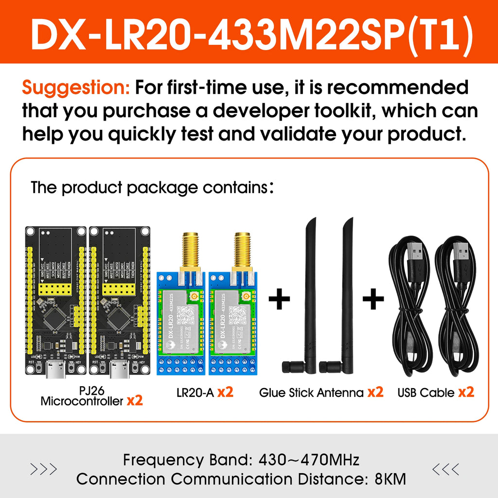 LLCC68 LoRa Wireless Module 868Mhz 915Mhz 433 475Mhz DX-LR20 22dBm 8KM Long Range SMD RF Module Power Supply