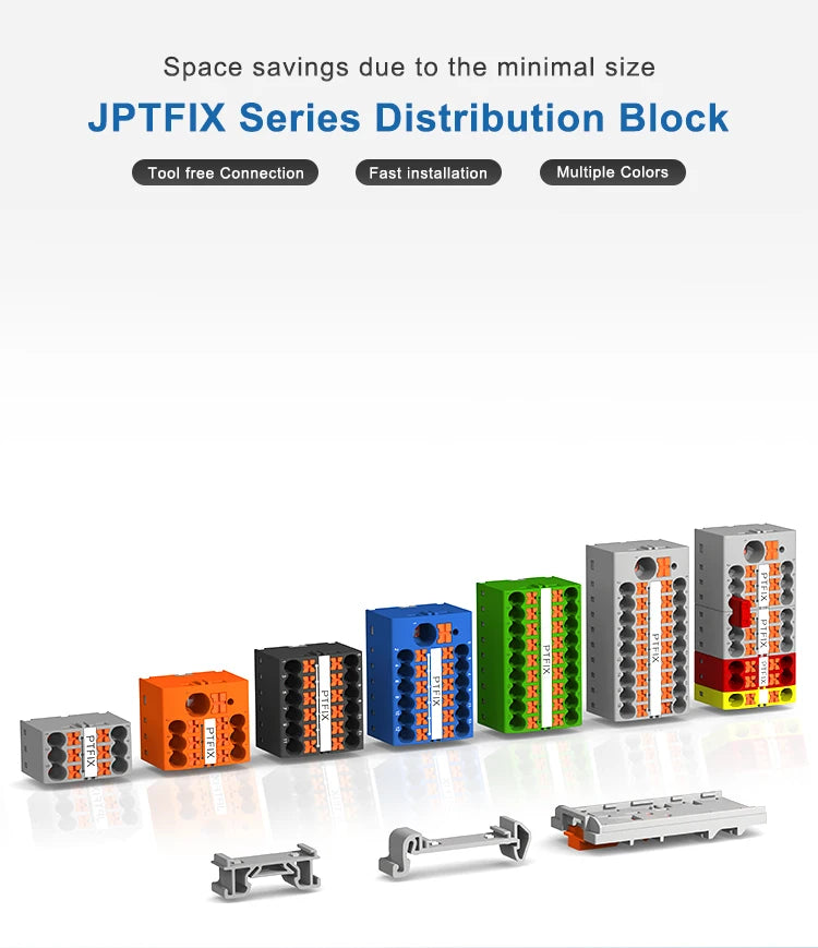 Distribution Block PTFIX 2.5mm² 2/4/6/7/12/13/18/19 Connection Push-in Electric Power Terminal Block Connector Mount on Din Rail
