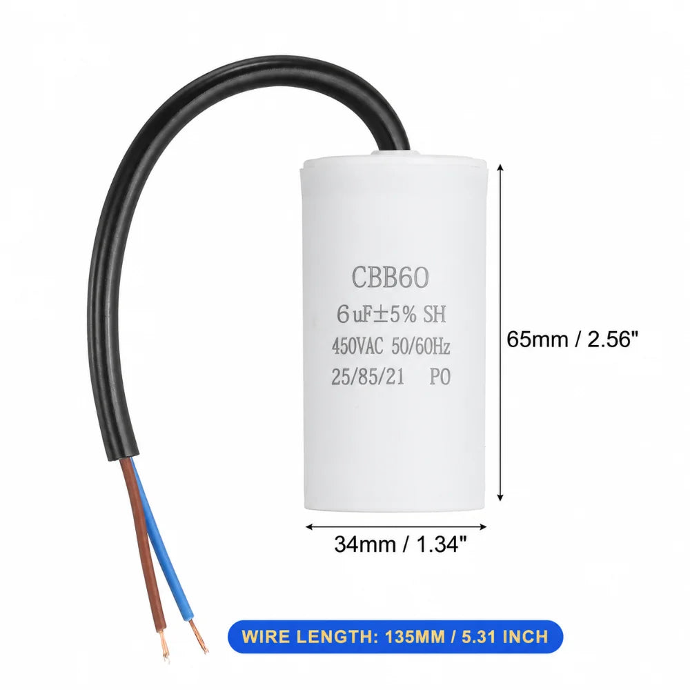 Durable 450V CBB60 Capacitor 50/60Hz 3UF-100UF Start Capacitor Round Motor Run Capacitor