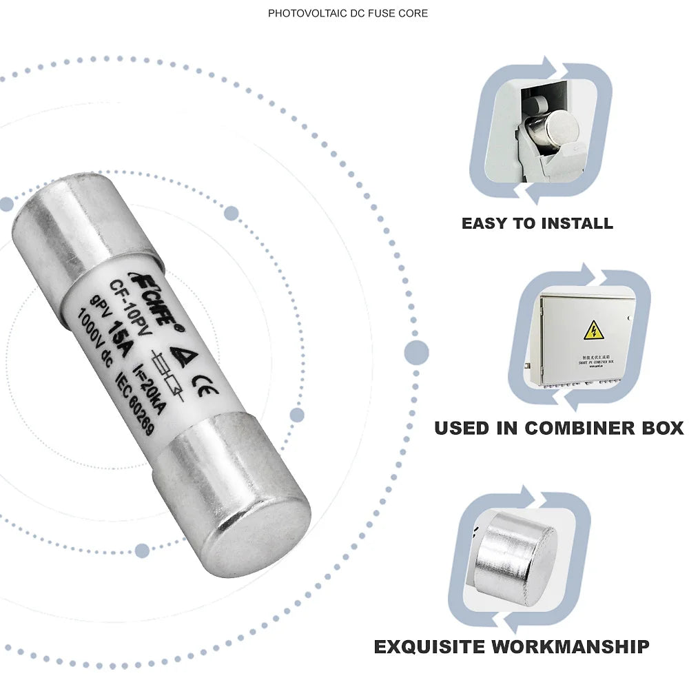 1/5/20/30pcs Solar DC1000V Ceramic PV Fuse 1A 2A 3A 10A 15A 20A 25A 30A High Voltage GPV Fuse for Solar System Protection