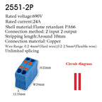 Electrical Cable Wire Connectors Push-in Terminal Block Universal Compact Wiring Multiple In Out Spliceable Mount On Din Rail