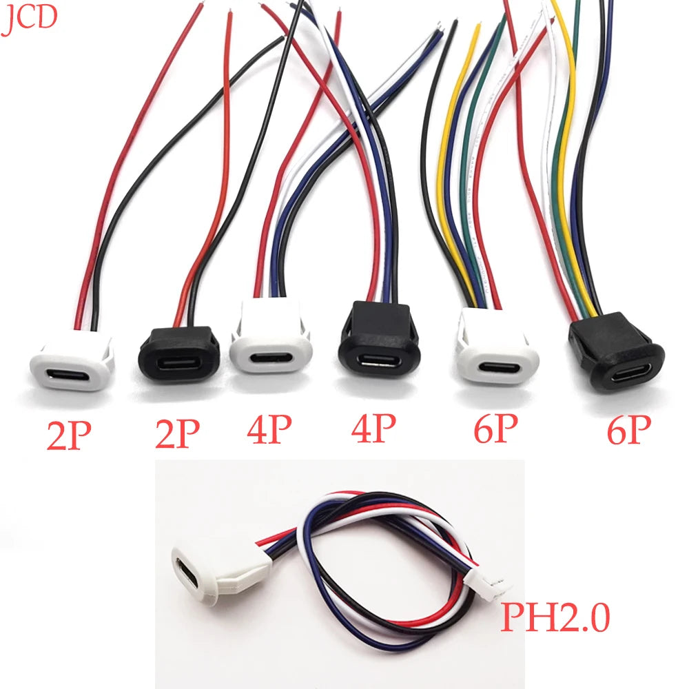 3Pcs Type C Connector Type-C With Card Buckle Female 5A High Current Fast Charging Jack Port USB-C Charger Plug Socket 6pin USB