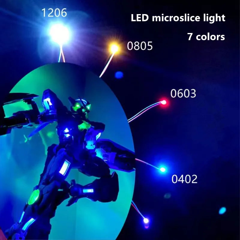 10pcs/lot wired 20cm long 7-color LED patch lights 4 sizes 1206 0805 0603 0402 Building microscene toy layout lights
