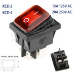 KCD1 KCD2 KCD4 KCD6 On Off 10A 16A 20A 125V 250V AC Heavy Duty DPST Sealed Waterproof Auto Boat Marine Toggle Rocker Switch with