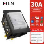 30A/250V Heavy Duty 4 Pin DPST IP67 Sealed Waterproof T85 Auto Boat Marine Toggle Rocker Switch with LED 12V 220V 30x22