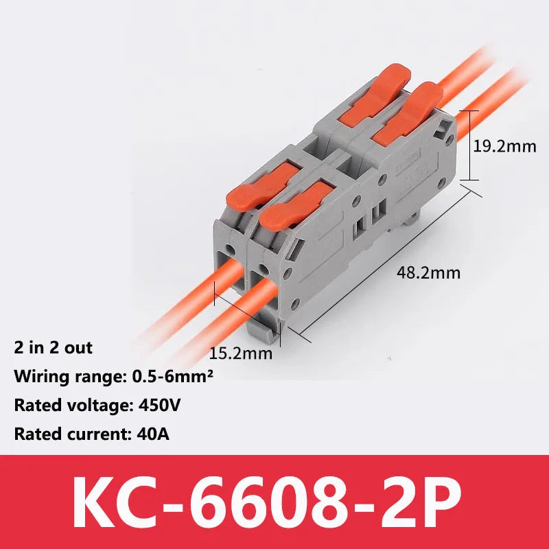 Fast Wire Connectors Universal Compact Terminal Block 6mm2 DIN Rail type Terminal 2 3 4 5 Pin Push-In Terminal Block With Lever