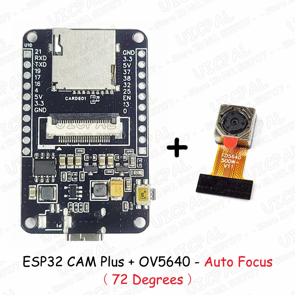 OV5640 ESP32 CAM Camera Module Kit 2.4 GHz WiFi and Bluetooth Develop Board Type C 8MB PSRAM HD 5MP Auto Focus 66 120 160 Degree