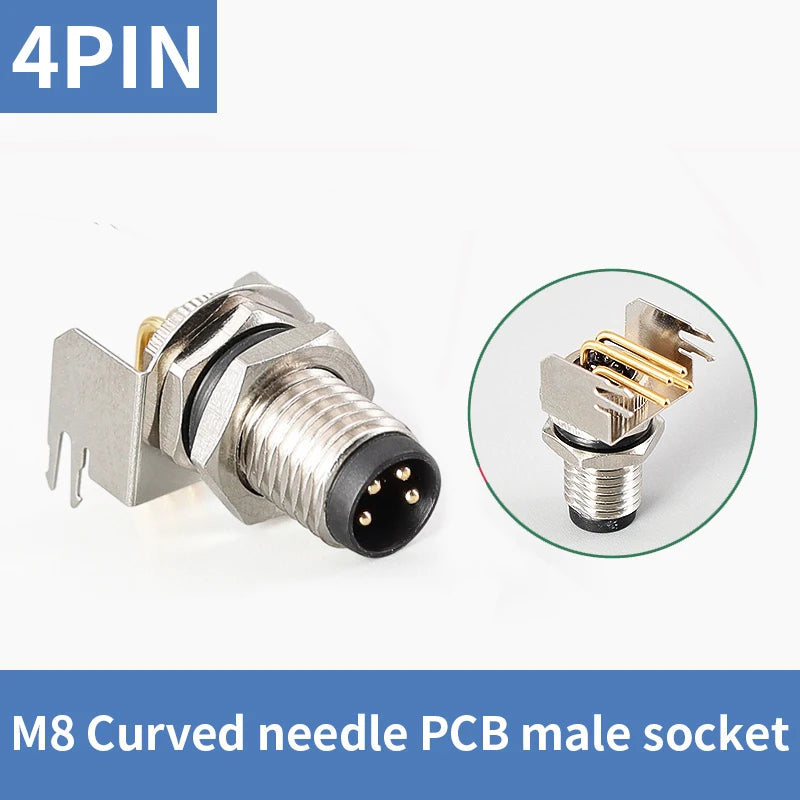 5/10 PCS M8 Male/Female Curved Straight Jack Socket 3 4 5 6 8 Pin Solder IP67/68 Waterproof PCB Panel Connector