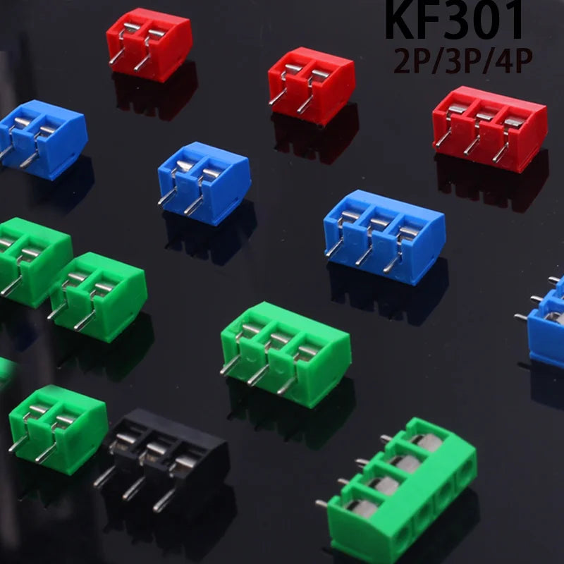 10/20/50Pcs/lot KF301-5.0-2P KF301-3P KF301-4P Pitch 5.0mm Straight Pin 2P 3P Screw PCB Terminal Block Connector Blue Green