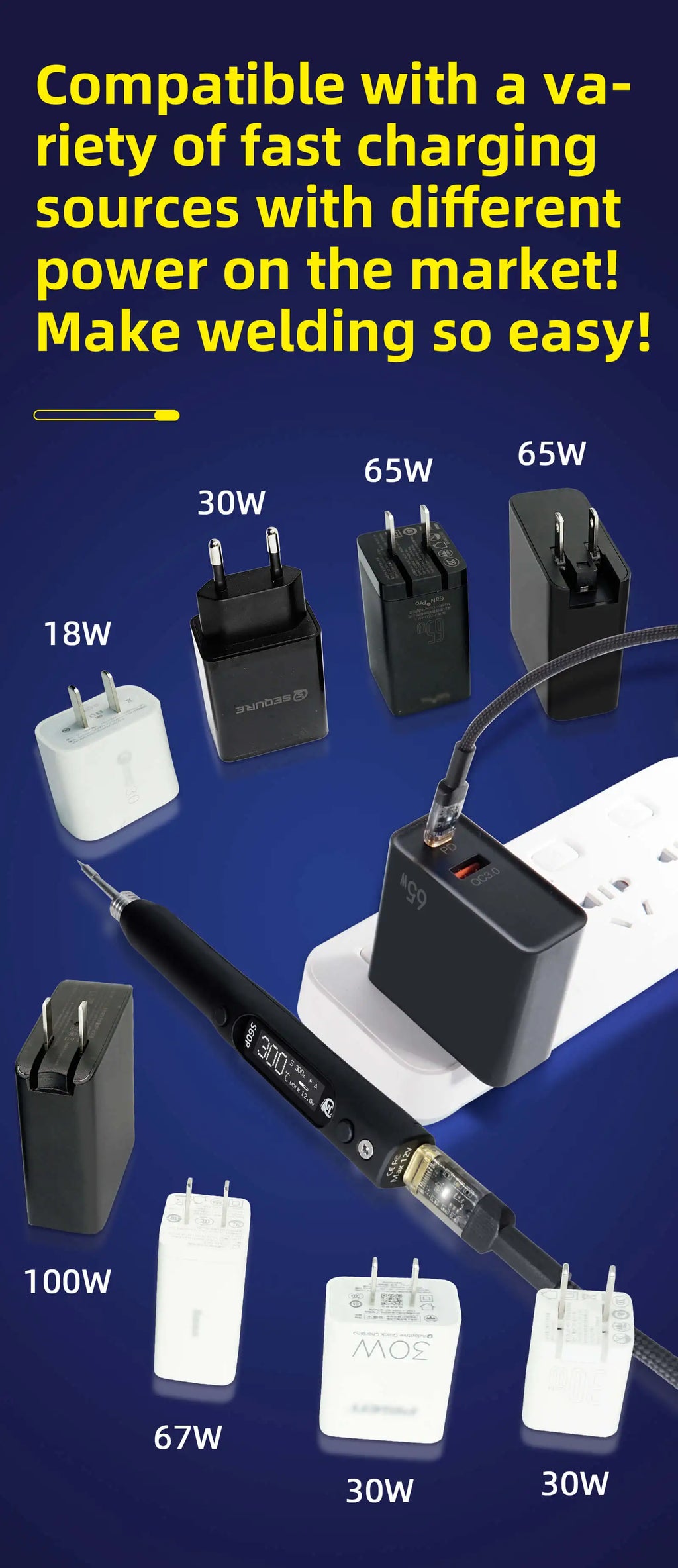SEQURE S60P 21V Electric Soldering Iron Mobile Phone Repair Tool Support PD|QC|DC|PPS Power Supply Compatible with C210 Tips