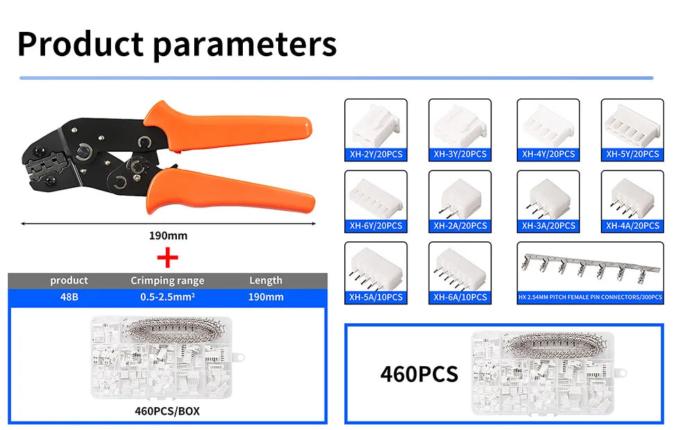 YICHENG 2.54mm Dupont Connector Kit with Ratcheting Wire Crimping Tool,Male Female Pins, Headers & Ribbon Cable