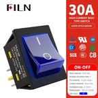 30A/250V Heavy Duty 4 Pin DPST IP67 Sealed Waterproof T85 Auto Boat Marine Toggle Rocker Switch with LED 12V 220V 30x22