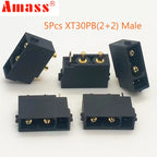 5/10/20Pairs Original Amass XT30(2+2)  XT30PB(2+2) Male Female Gold Plated Plug with Signal Pin for RC Drone Aircraft Car
