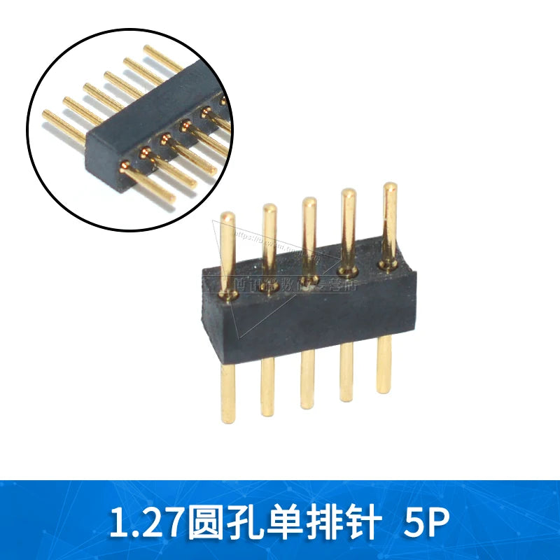 5Pcs 1.27mm Pitch Round Hole Pin Header Male Female Single Double Row Pin Gold Plated 2P 3P 4P-6Pin PCB Board Connector