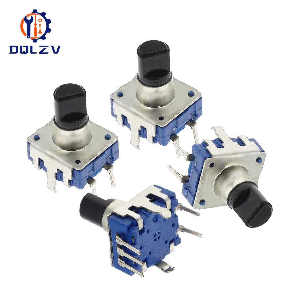 EC12 Car Audio Encoder With Switch 24 Position 360 Degree Rotation Shaft Length 12MM Digital Potentiometer 5Pins