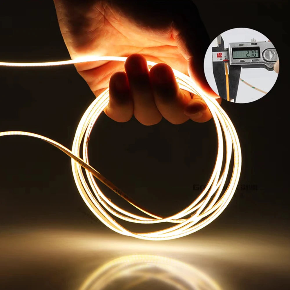 5V 12V 24V 2mm 3mm 4mm Ultra Slim COB LED Strip Lights DIY mini Figure 480LED/m Flexible Tape Light for Car Room Decoration