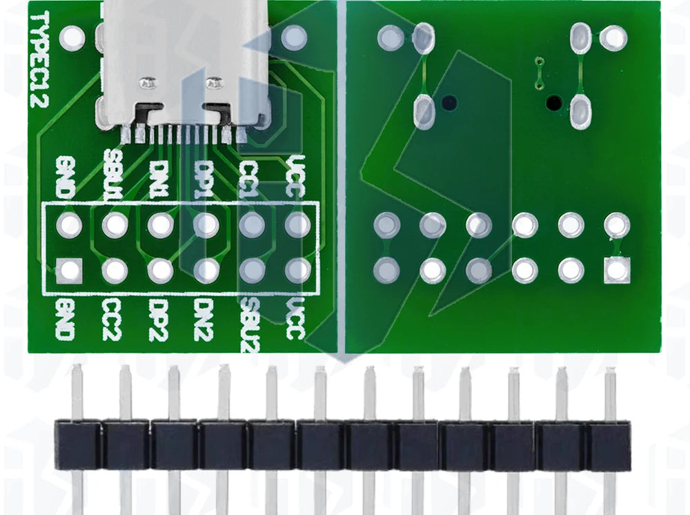 1~10PCS 5‌v 3a USB-C to DIP Breakout Board - Type-C Female Solderable Adapter with 24-pin Header for PCB Prototyping