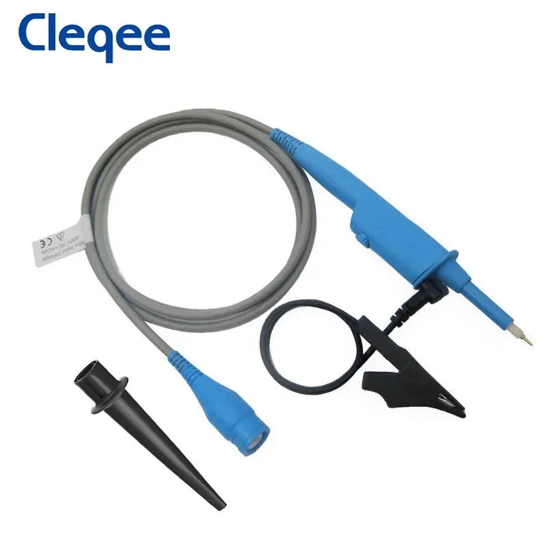 Cleqee P2301B Oscilloscope Probe 10:1 with Alligator Clip BNC 300MHz Protective Cap Scope Clip Probe for Tektronix HP X10