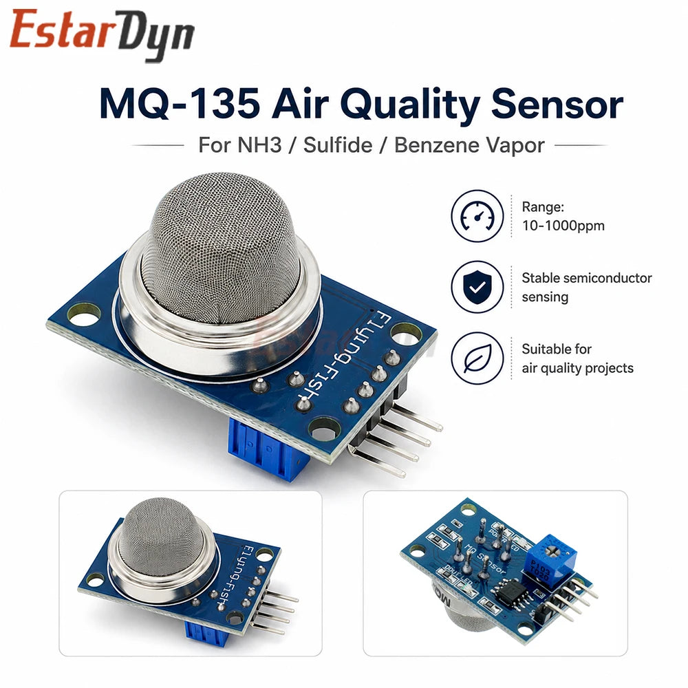 Estardyn MQ-2/MQ-3/MQ-7/MQ-135 Gas Sensor Module Smoke Methane LPG Leakage Detector for Smart Home Gas Alarm DIY Kit