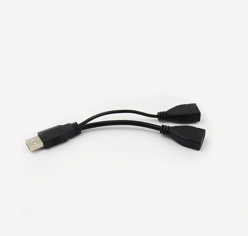USB 1/2 to 1 Male/2 Female Three Head Data Cable 2-in-1 Dual Female Port Car Charging Extension Data Cable