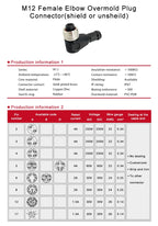 M12-4/5/8/12Pin Sensor Connector Cable Proximity Switch Plug NPN PNP Elbow 4Holes 5Holes 4Pins 5Pins Aviation Plug with 2m Wire