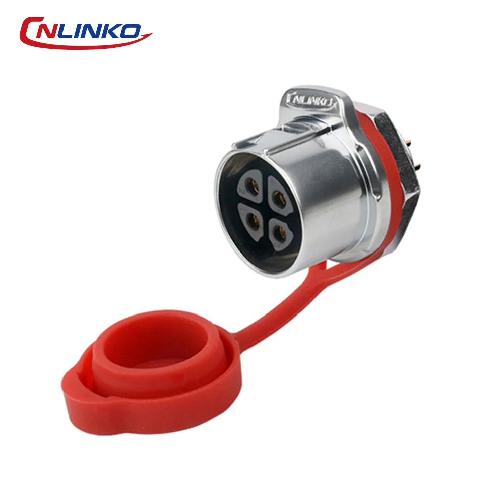 CNLINKO M24 Industrial Power & Signal Connector 2-24 Pin 25A 500V Waterproof IP68 Semi-Metal Solder Type Single-Hole Mount