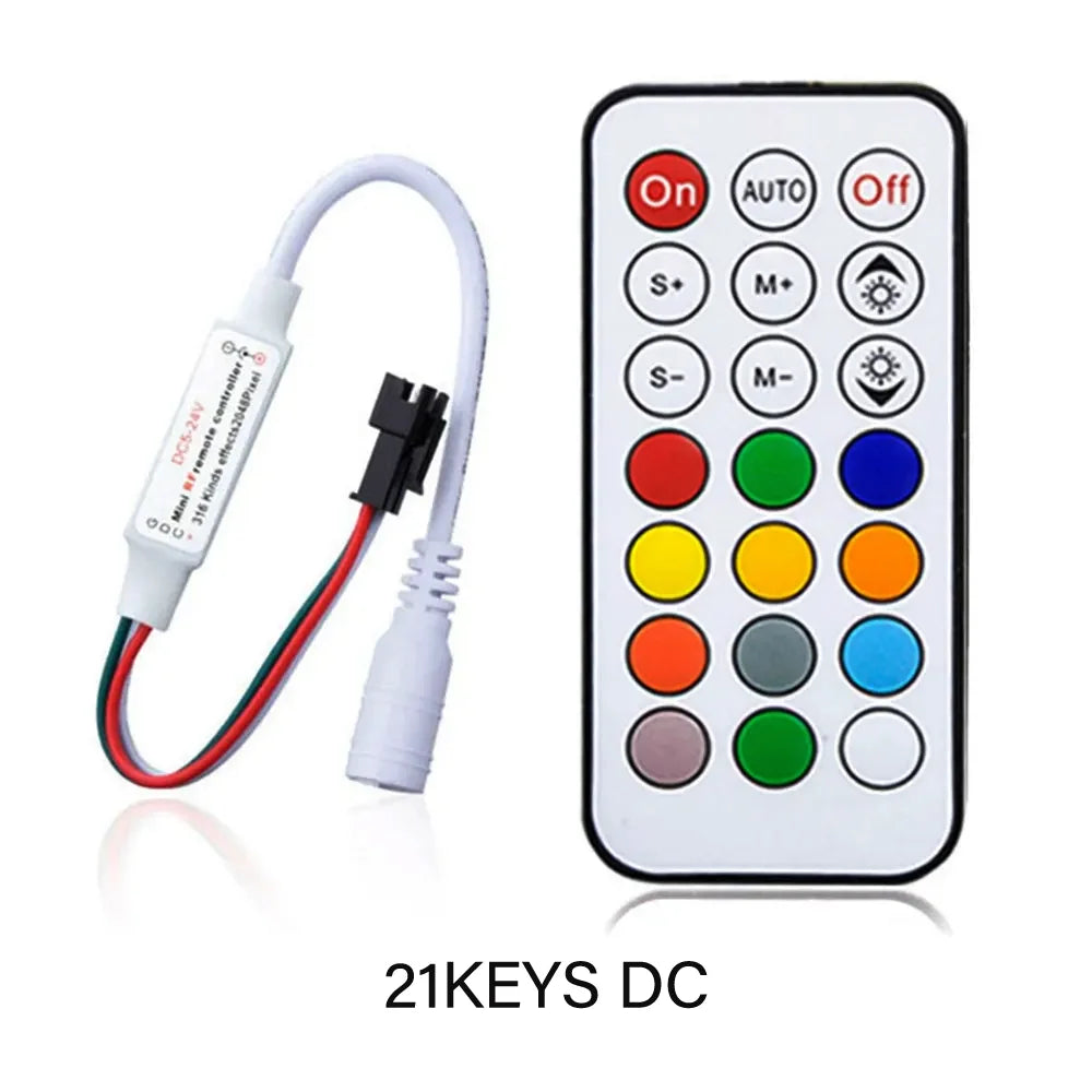 WS2811 WS2812B WS2813 WS2815 LED Pixels Strip Light Controller 3/4PIN USB/DC RF 14/17/21Keys LED Tape Remote Controller DC5-24V