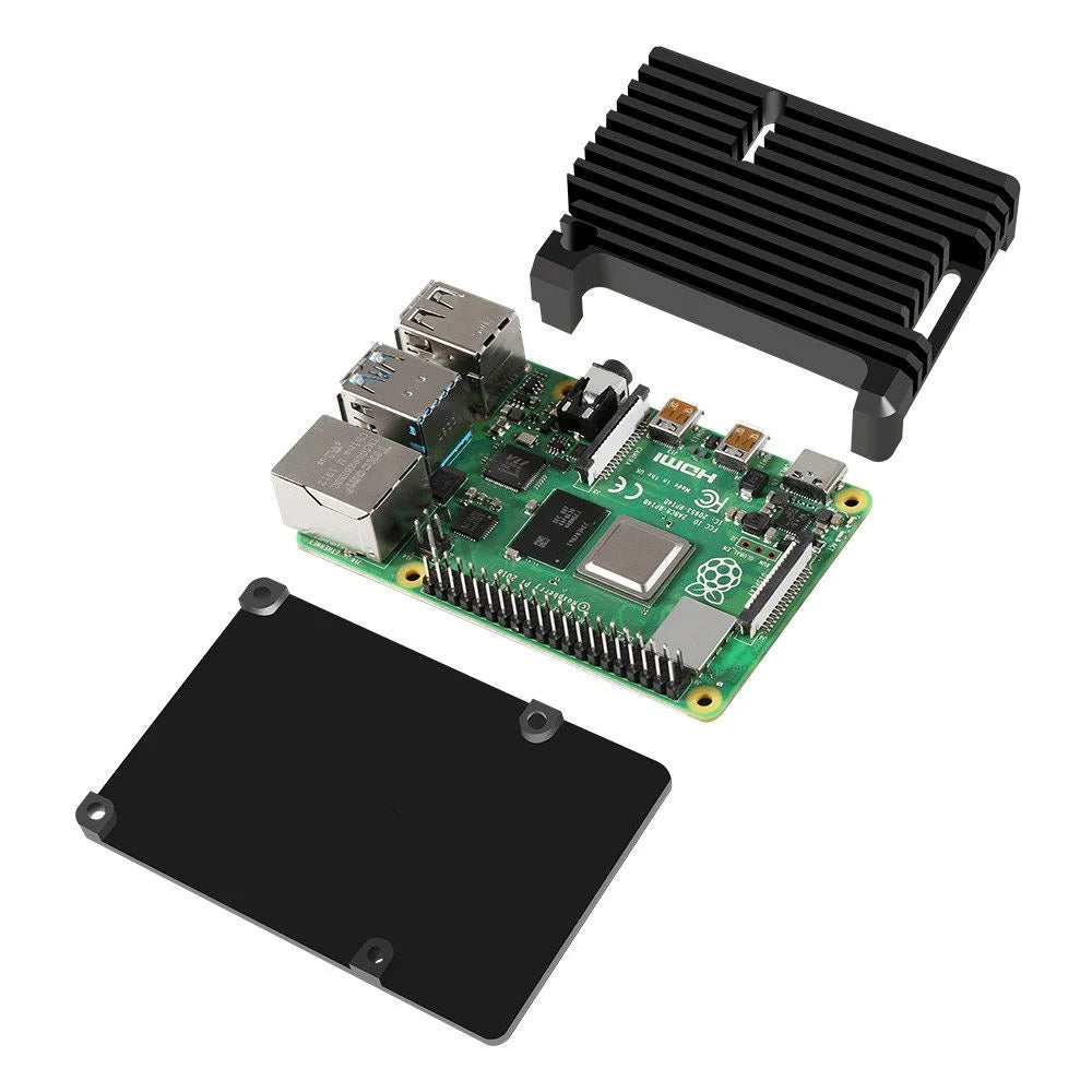 Armor Aluminum Case for Raspberry Pi 4 Model B, Auto Cooling Metal Case with Heatsink Thermal Adhesive for Raspberry 4B