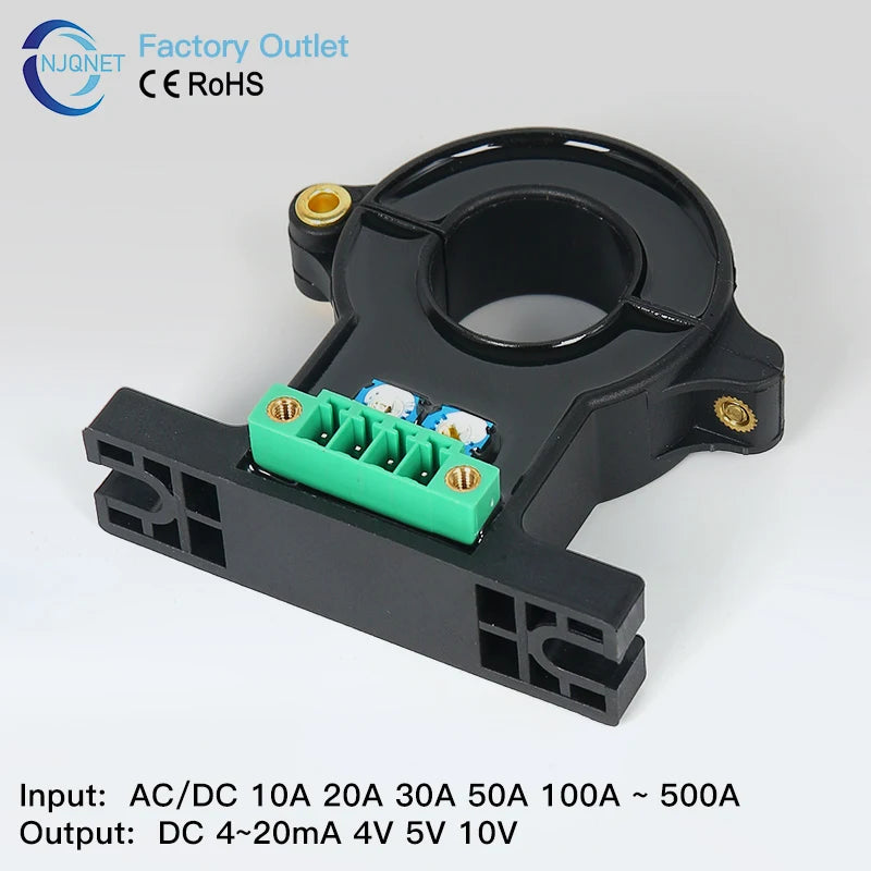 Hall Effect Current Transducer QNDBK1-21 DC 30A 50A 100A 200A 300A 4-20mA Open Current Transmitter Split Core Current Sensor