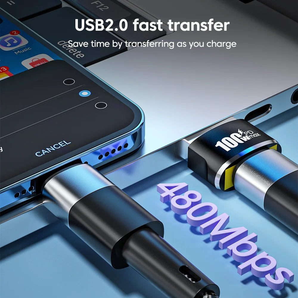 Black /Green 100W PD USB to Type-C OTG Adapter - USB-C Female to USB-A Male