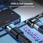 Black /Green 100W PD USB to Type-C OTG Adapter - USB-C Female to USB-A Male