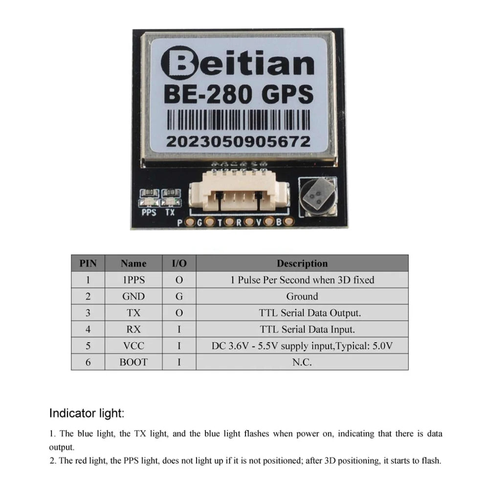 Beitian GPS Module BE-180 BE-220 BE-250 BE-280 BE-450 with Antenna M10 GNSS Ultra-low Power GNSS Receiver for Vehicle Drones